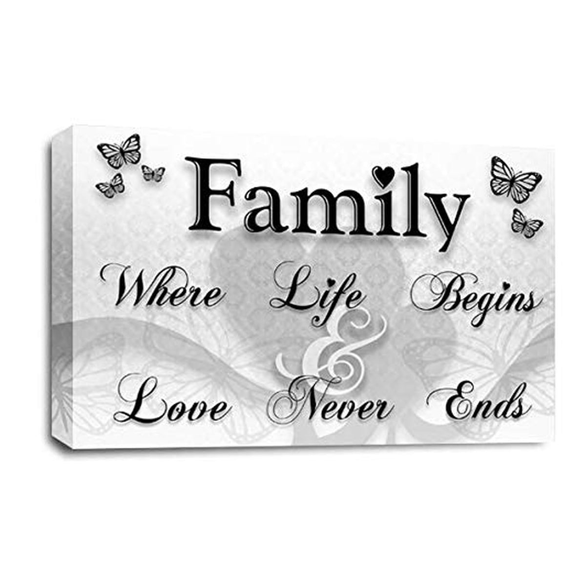 LR Family Love Quote Wall Art Picture – Black & White Framed Canvas Print | Ready to Hang | Modern Wall Art for Living Room, Bedroom & Office