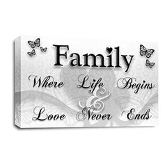 LR Family Love Quote Wall Art Picture – Black & White Framed Canvas Print | Ready to Hang | Modern Wall Art for Living Room, Bedroom & Office