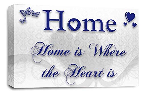 LR Home Love Quote Wall Art Picture – Blue & White Framed Canvas Print | Ready to Hang | Modern Wall Art for Living Room, Bedroom & Office