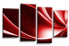 LR Abstract Wall Art Print Red Black White Stripes Swirls Framed Split Panel Picture Ready to Hang