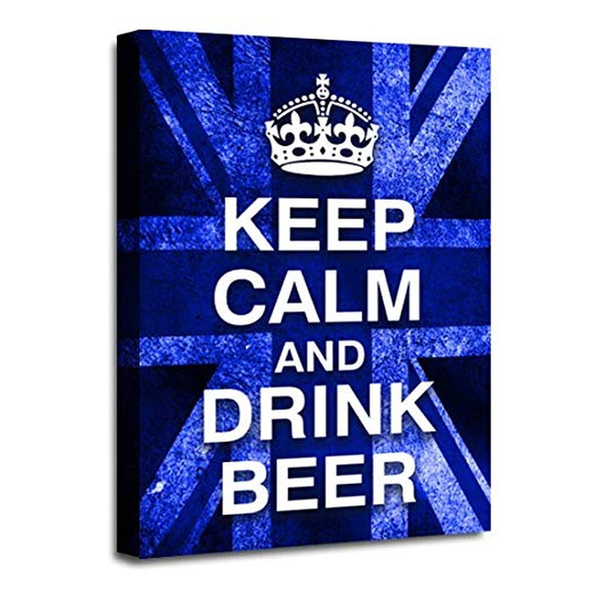 LR Keep Calm Wall Art Picture – Blue & White Typography Framed Canvas Print | Ready to Hang | Modern Wall Art for Living Room, Bedroom & Office