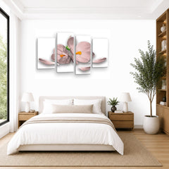 LR Floral Rose Orchid Wall Art Picture – Pink & White Framed 4 Panel Split Canvas Print | Ready to Hang | Modern Wall Art for Living Room, Bedroom & Office