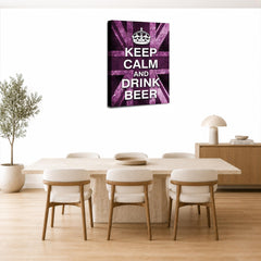 LR Keep Calm Wall Art Picture – Purple & White Typography Framed Canvas Print | Ready to Hang | Modern Wall Art for Living Room, Bedroom & Office