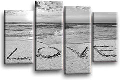 LR Love Beach Wall Art Picture Grey White Sunset Seascape Quote Split Canvas Print Ready to Hang