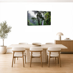 LR Waterfall Forest Wall Art Picture Framed Canvas Print | Ready to Hang | Modern Wall Art for Living Room, Bedroom & Office