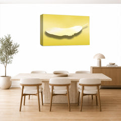 LR Abstract Feather Wall Art Picture – Yellow & White Modern Framed Canvas Print | Ready to Hang | Modern Wall Art for Living Room, Bedroom & Office