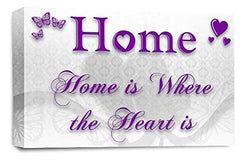 LR Home Love Quote Wall Art Picture – Purple & White Framed Canvas Print | Ready to Hang | Modern Wall Art for Living Room, Bedroom & Office