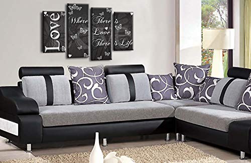 LR Love Quote Wall Art Picture Grey White Family Framed Split Panel Print Ready to Hang