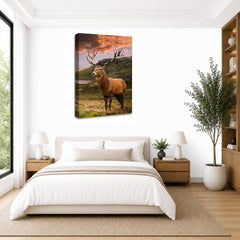 LR Large Highland Stag Wall Art Picture Framed Canvas Print | Ready to Hang | Modern Wall Art for Living Room, Bedroom & Office