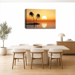 LR Sunset Beach Wall Art Picture – Orange Seascape Framed Canvas Print | Ready to Hang | Modern Wall Art for Living Room, Bedroom & Office
