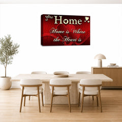 LR Home Love Quote Wall Art Picture – Red & Cream Framed Canvas Print | Ready to Hang | Modern Wall Art for Living Room, Bedroom & Office