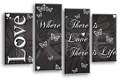 LR Love Quote Wall Art Picture Grey White Family Framed Split Panel Print Ready to Hang