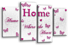 LR Love Quote Home Wall Art Picture Pink White Family Framed Split Panel Print Ready to Hang