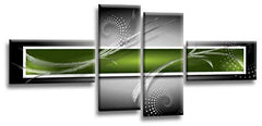 LR Abstract Wall Art Canvas Picture Green Black White Squares Large Home Split Panel Print Ready to Hang