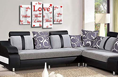 LR Love Quote Wall Art Picture Red White Family Framed Split Panel Print Ready to Hang