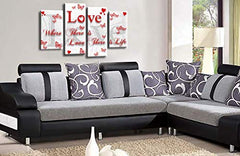 LR Love Quote Wall Art Picture Red White Family Framed Split Panel Print Ready to Hang
