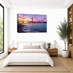 LR Golden Gate Bridge Wall Art Picture – San Francisco Framed Canvas Print | Ready to Hang | Modern Wall Art for Living Room, Bedroom & Office
