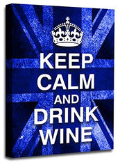 LR Keep Calm Wall Art Canvas Picture Drink Beer Wine White Union Jack Home Framed Panel Print Ready to Hang