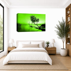 LR Seascape Wall Art Picture – Grey & Green Framed Canvas Print | Ready to Hang | Modern Wall Art for Living Room, Bedroom & Office