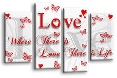 LR Love Quote Wall Art Picture Red White Family Framed Split Panel Print Ready to Hang