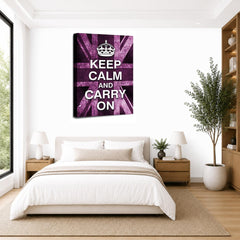 LR Keep Calm Wall Art Picture – Purple & Grey Typography Framed Canvas Print | Ready to Hang | Modern Wall Art for Living Room, Bedroom & Office