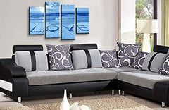 LR Love Quote Wall Art Picture – Blue & Cream Framed 4 Panel Split Canvas Print | Ready to Hang | Modern Wall Art for Living Room, Bedroom & Office