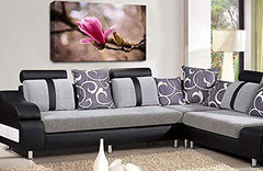 LR Floral Pink Rose Wall Art Picture – Grey & White Framed Canvas Print | Ready to Hang | Modern Wall Art for Living Room, Bedroom & Office