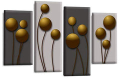 LR Gold Floral Rose Wall Art Picture Grey Abstract Flower Love Framed Split Panel Print Ready to Hang