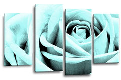 LR Floral Duck Egg Rose Wall Art Picture Love Flower Home Canvas Split Panel Print Framed Ready to Hang