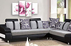 LR Floral Pink Rose Wall Art Picture White Flower Painting Framed Split Canvas Panel Print
