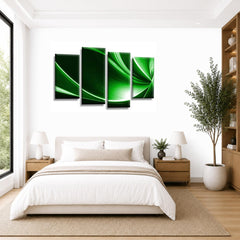 LR Green Abstract Wall Art Picture – Black & White Modern Framed 4 Panel Split Canvas Print | Ready to Hang | Modern Wall Art for Living Room, Bedroom & Office