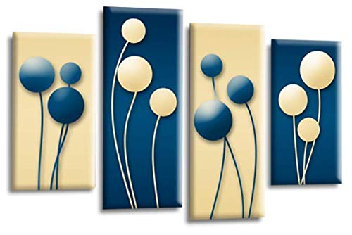 LR Floral Rose Canvas Art Picture Blue Cream Flower Love Framed Split Panel Print
