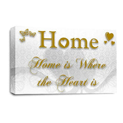 LR Home Love Quote Wall Art Picture – Gold & White Framed Canvas Print | Ready to Hang | Modern Wall Art for Living Room, Bedroom & Office