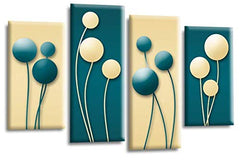 LR Floral Rose Canvas Art Picture Teal Cream Flower Love Framed Split Panel Print
