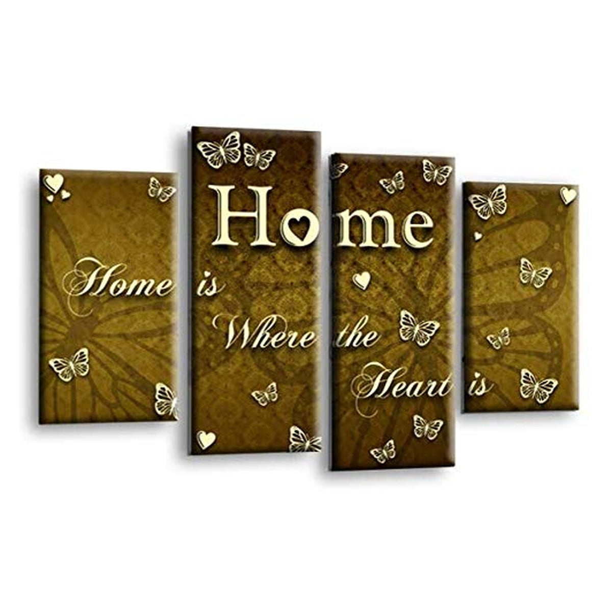 LR Love Quote Home Wall Art Picture – Cream & Brown Framed 4 Panel Split Canvas Print | Ready to Hang | Modern Wall Art for Living Room, Bedroom & Office
