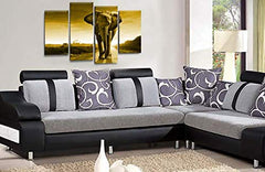 LR Elephant Sunset Wall Art Picture Brown Grey Animal Africa Framed Split Canvas Print Ready to Hang