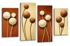 LR Floral Rose Canvas Art Picture Brown Cream Flower Love Framed Split Panel Print