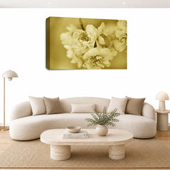 LR Floral Rose Flower Wall Art Picture – Cream & Brown Framed Canvas Print | Ready to Hang | Modern Wall Art for Living Room, Bedroom & Office