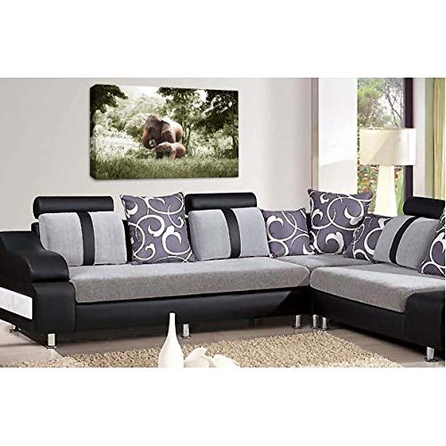 LR African Baby Elephant Wall Art Picture Animal Jungle Framed Canvas Panel Print Ready to Hang