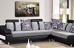 LR Framed Banksy Star Wars Canvas Wall Art Grey White Father Peace Love Picture Print Ready to Hang