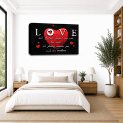 LR Love Quote Wall Art Picture – Red & Black Framed Canvas Print | Ready to Hang | Modern Wall Art for Living Room, Bedroom & Office