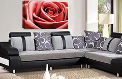 LR Floral Wall Art Print Red Grey Rose Canvas Picture Flower Framed Panel Ready to Hang
