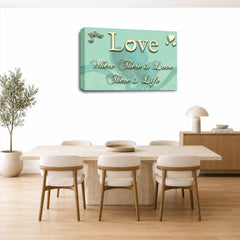 LR Love Quote Wall Art Picture – Cream & Duck Egg Framed Canvas Print | Ready to Hang | Modern Wall Art for Living Room, Bedroom & Office
