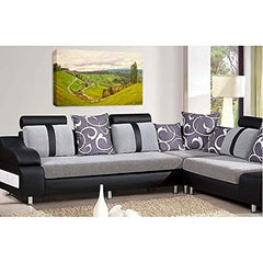 LR Landscape Lake Wall Art Picture Mountains Fields Framed Canvas Panel Print Ready to Hang