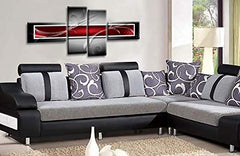 LR Red Grey Abstract Canvas Art Picture Black White Squares Large Love Home Split Wall Panel Print