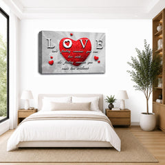 LR Love Quote Wall Art Picture – Grey, Red & Powder Grey Framed Canvas Print | Ready to Hang | Modern Wall Art for Living Room, Bedroom & Office