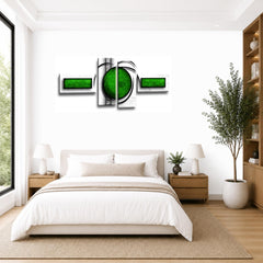 LR Green Abstract Wall Art Picture – Red & Black Modern Framed 4 Panel Split Canvas Print | Ready to Hang | Modern Wall Art for Living Room, Bedroom & Office