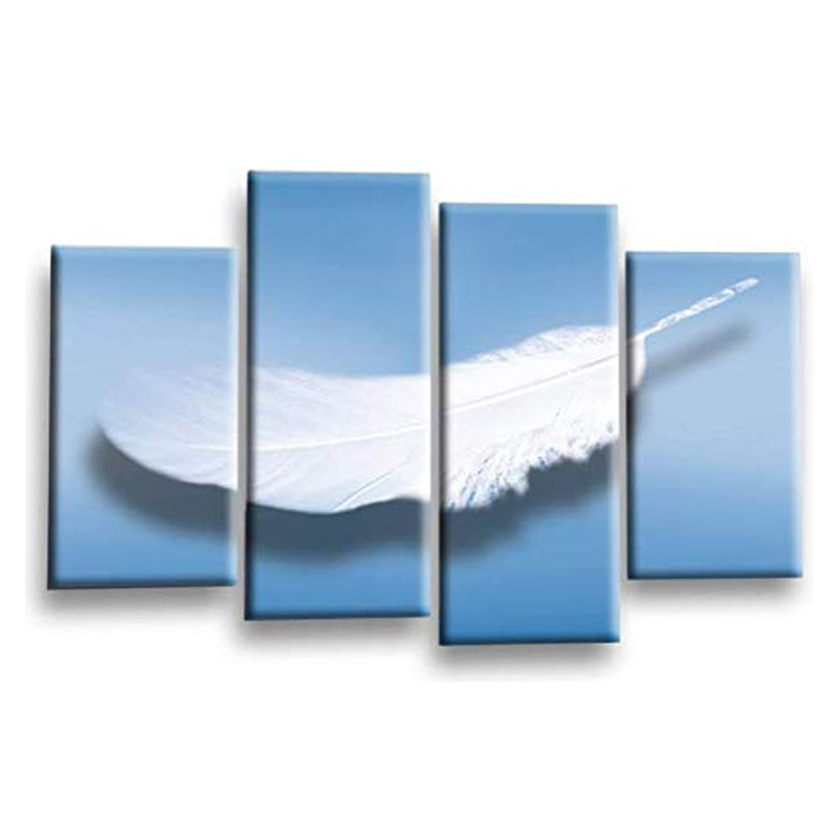LR Abstract Blue Wall Art Picture – Grey & White Modern Framed 4 Panel Split Canvas Print | Ready to Hang | Modern Wall Art for Living Room, Bedroom & Office