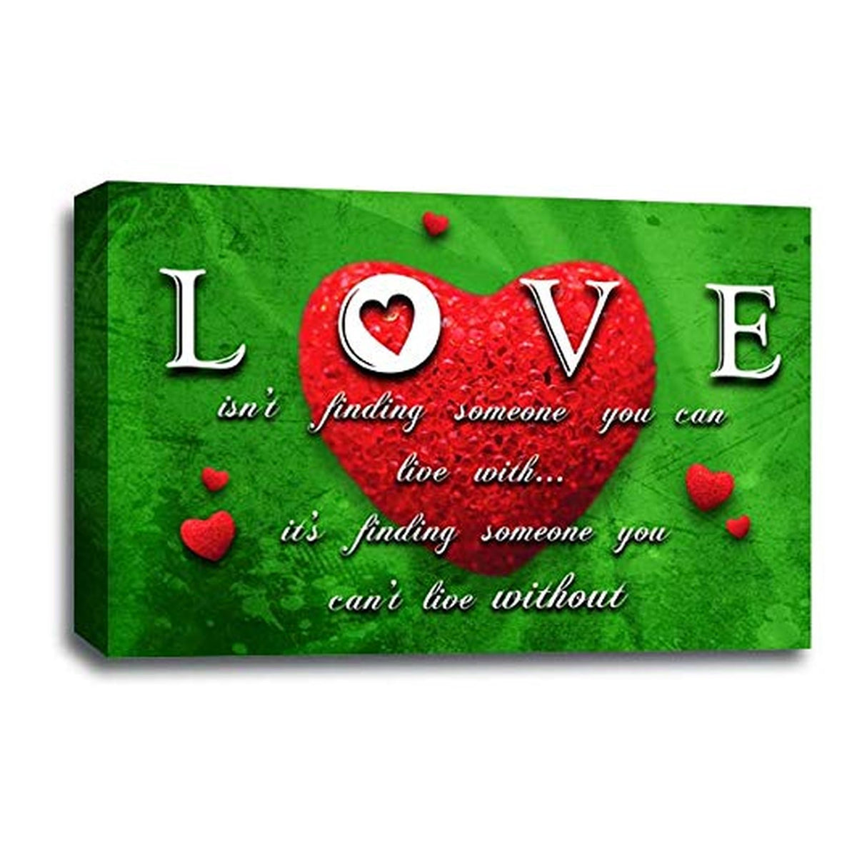 LR Love Quote Wall Art Picture – Red & Green Framed Canvas Print | Ready to Hang | Modern Wall Art for Living Room, Bedroom & Office