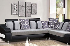LR Love Wall Art Print Powder Grey Silver Family Quote Framed Split Panel Picture Ready to Hang